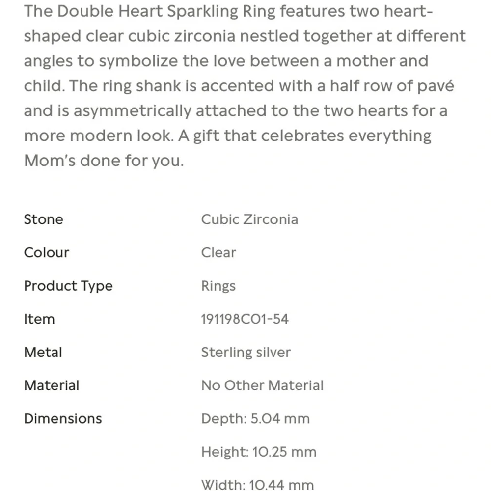 - Double Heart Ring ) 9.25 Sterling Silver & CZ Size 8